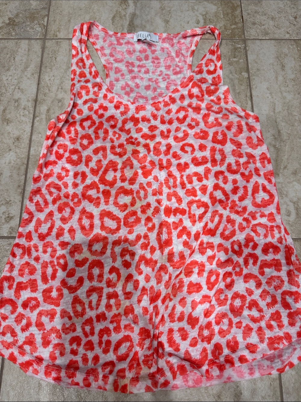 dELiA*s Neon Coral Leopard-Print Tank Top